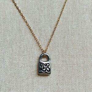 UNO DE 50 Silver Padlock Pendant Necklace